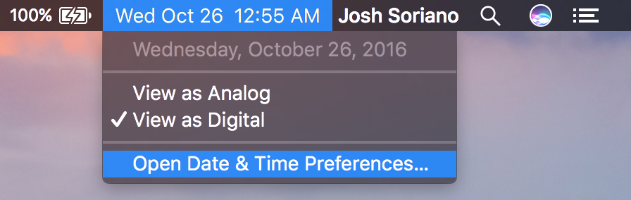 Menu Bar Access for Date and Time