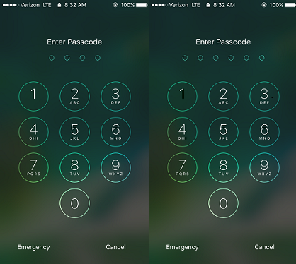 iOS10 4 and 6 digit passcode