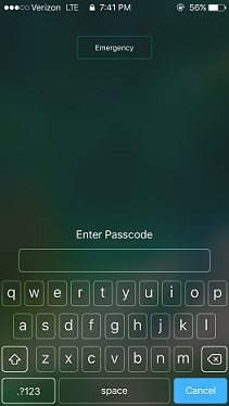 iOS10 Alphanumeric Passcode