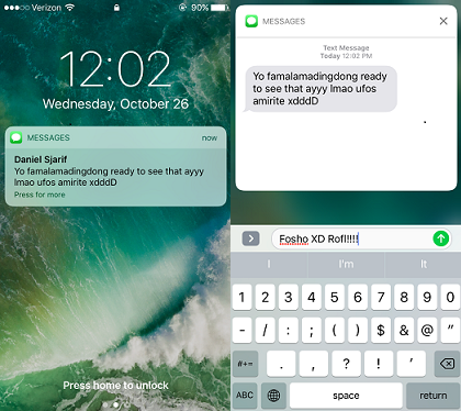 iOS10 Lock Screen Messages