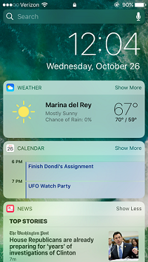 iOS10 Lock Screen Widgets