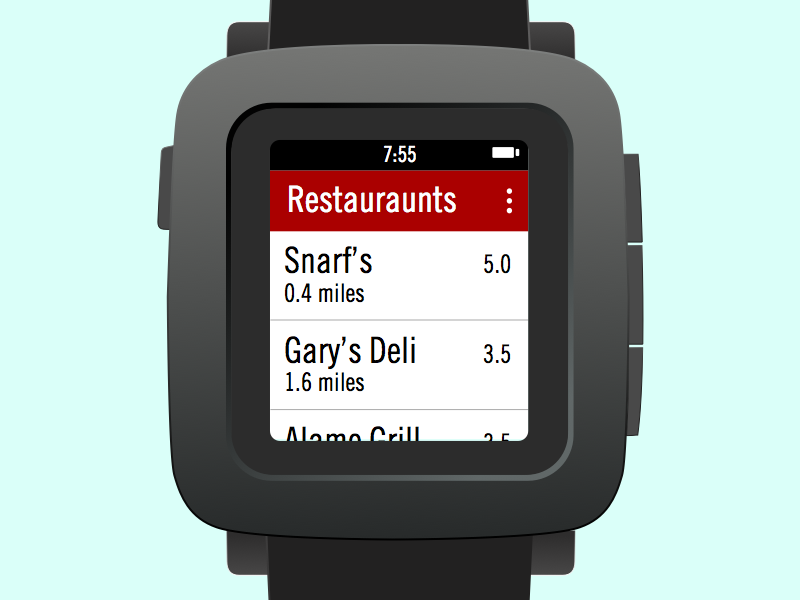 Pebble Menu List