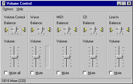 Windows 95 Volume Mixer