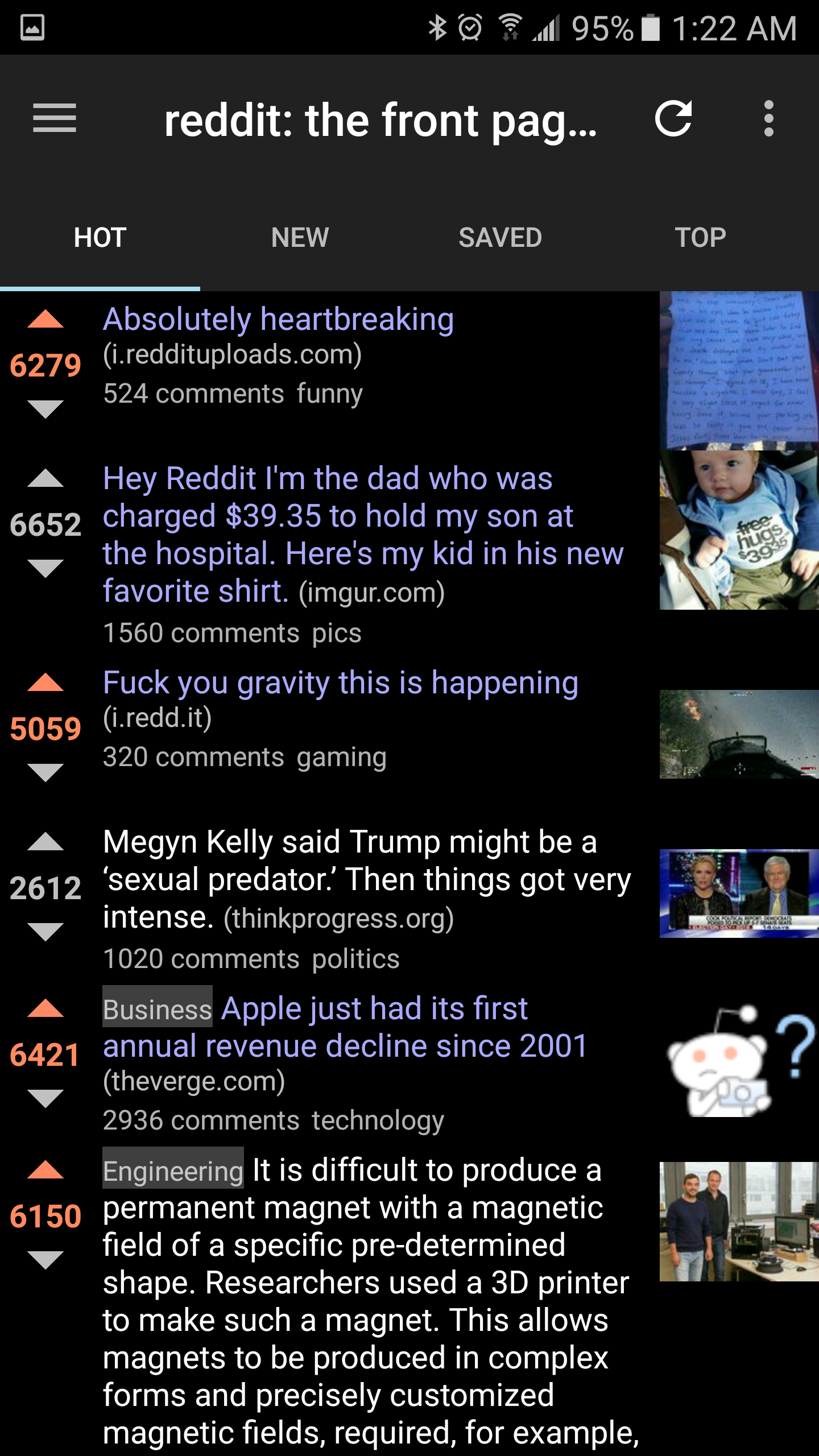 Reddit menu open example