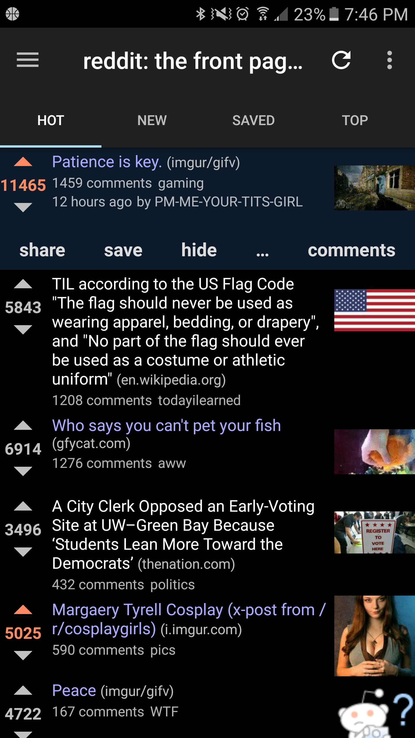 Reddit menu example